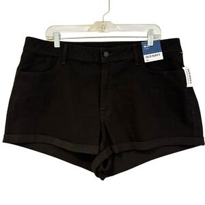 Old Navy Wow High Rise Cuffed Denim Shorts Women's 20 Black Goth Grunge Punk NWT
